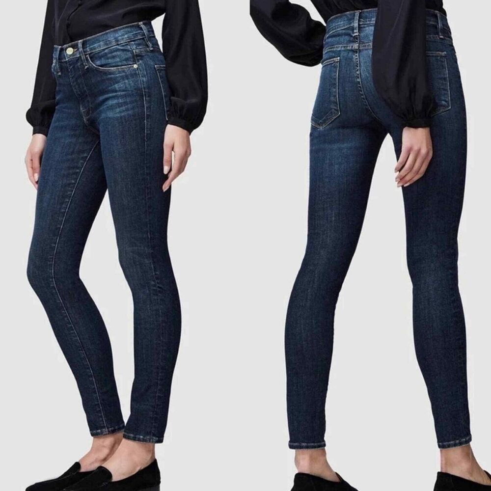 Frame Le High Skinny Jeans Mottled Dark Wash Size 28 EUC!!